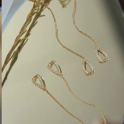 Lange hängende Ohrringe mit Zirkonkristall-Ohrlinie für Damen