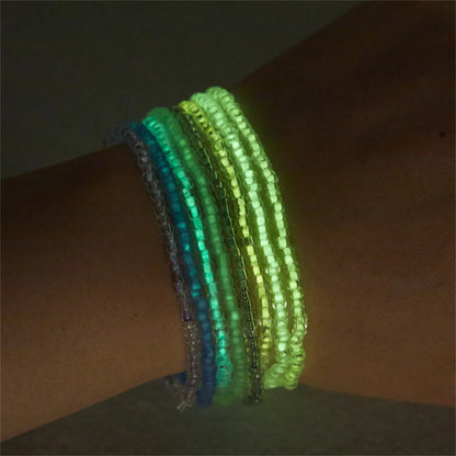 4PCS Glow in the Dark Bracelets Set for Women – Luminous Resin Elastic Stretch Bracelet Stack