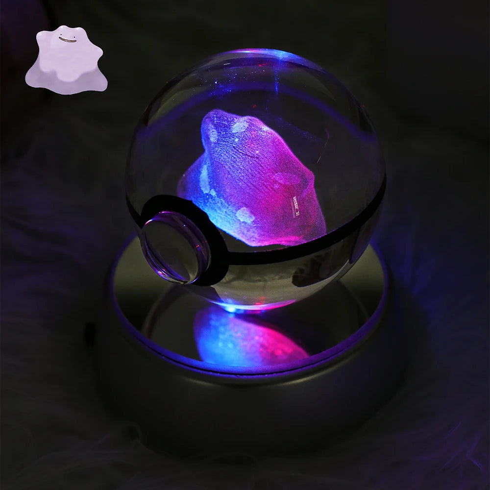 Pokemon 3D Kristallkugel Pikachu - Gengar Mew Mewtwo Figuren Lampensockel Pokeball - 3D Pokemon Glaskugel