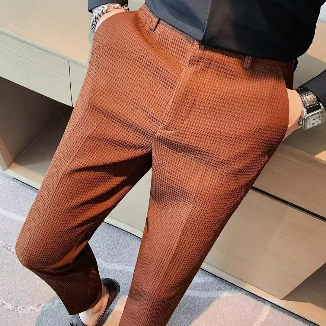 Pantalon de costume décontracté d'affaires coupe ajustée de style britannique pour hommes