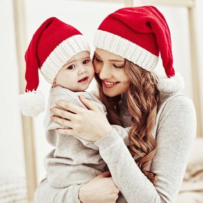 Bonnet de Père Noël tricoté pour enfants et adultes