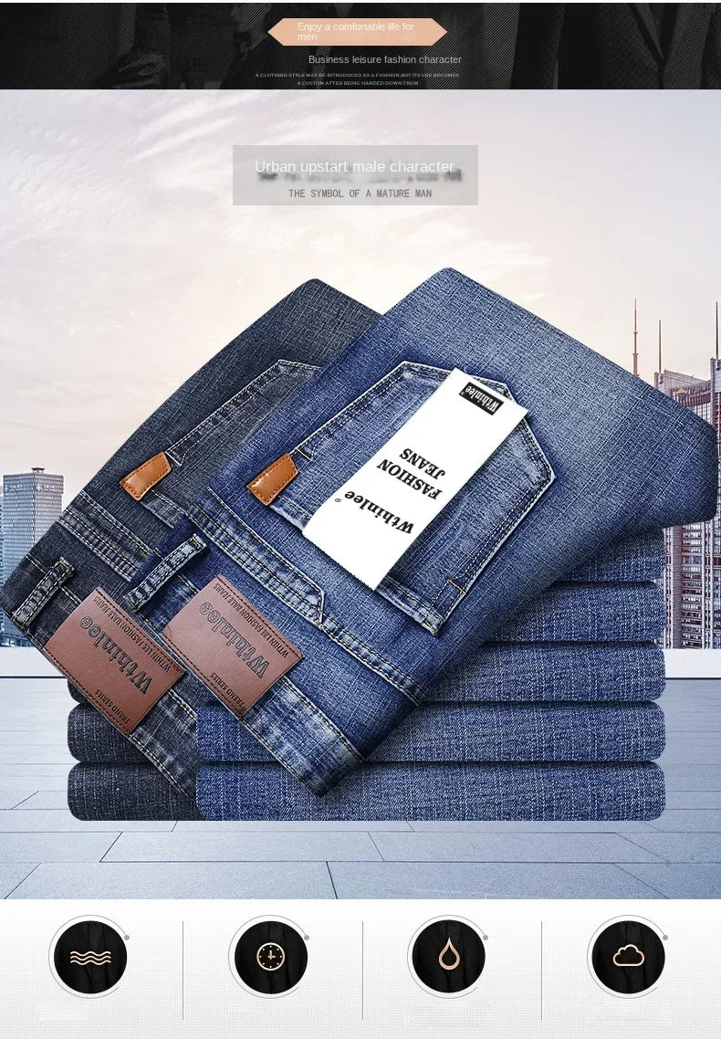 Men's Smart Straight Regular Blue Stretch Denim Jeans