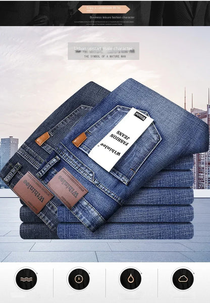 Men's Smart Straight Regular Blue Stretch Denim Jeans