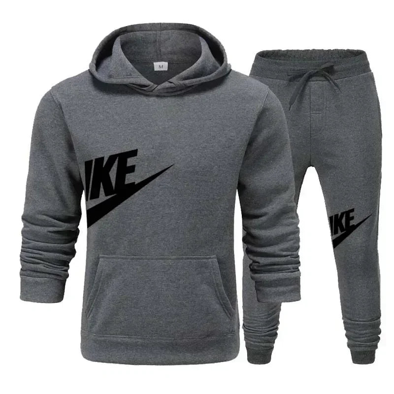 Men's Patchwork Hoodie & Sweatpants Set -  Slim Tracksuit