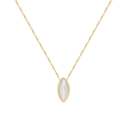 Gold-Plated Stainless Steel Oval Pendant Necklace