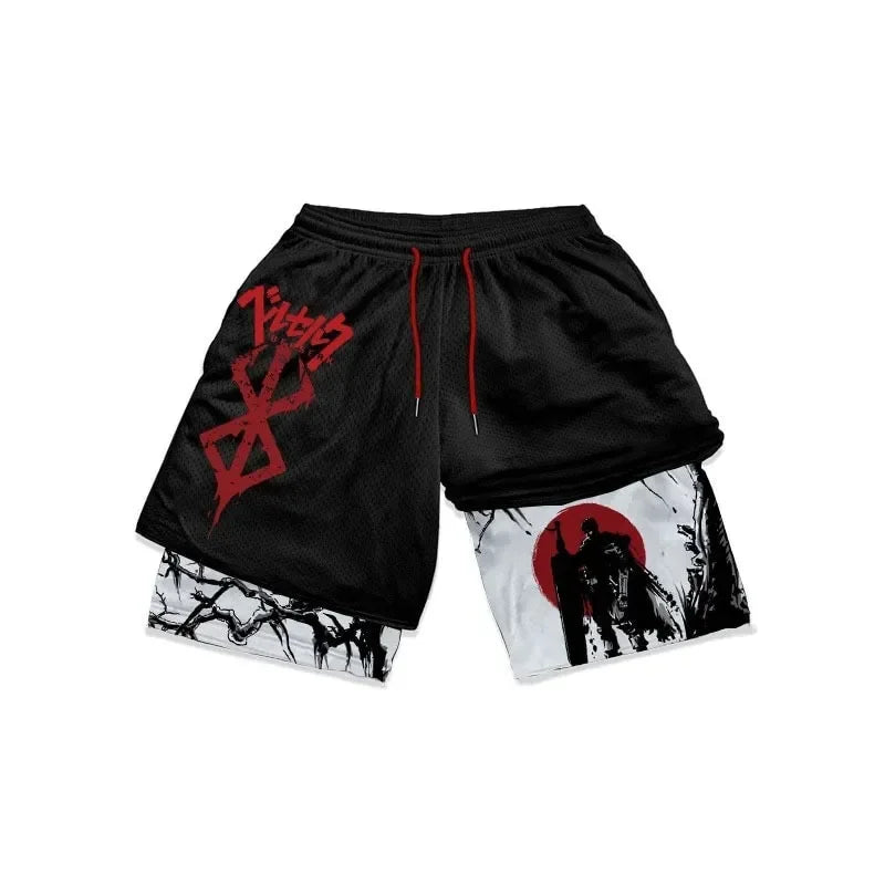 2-in-1-Turnshorts mit Berserker-Print für Herren