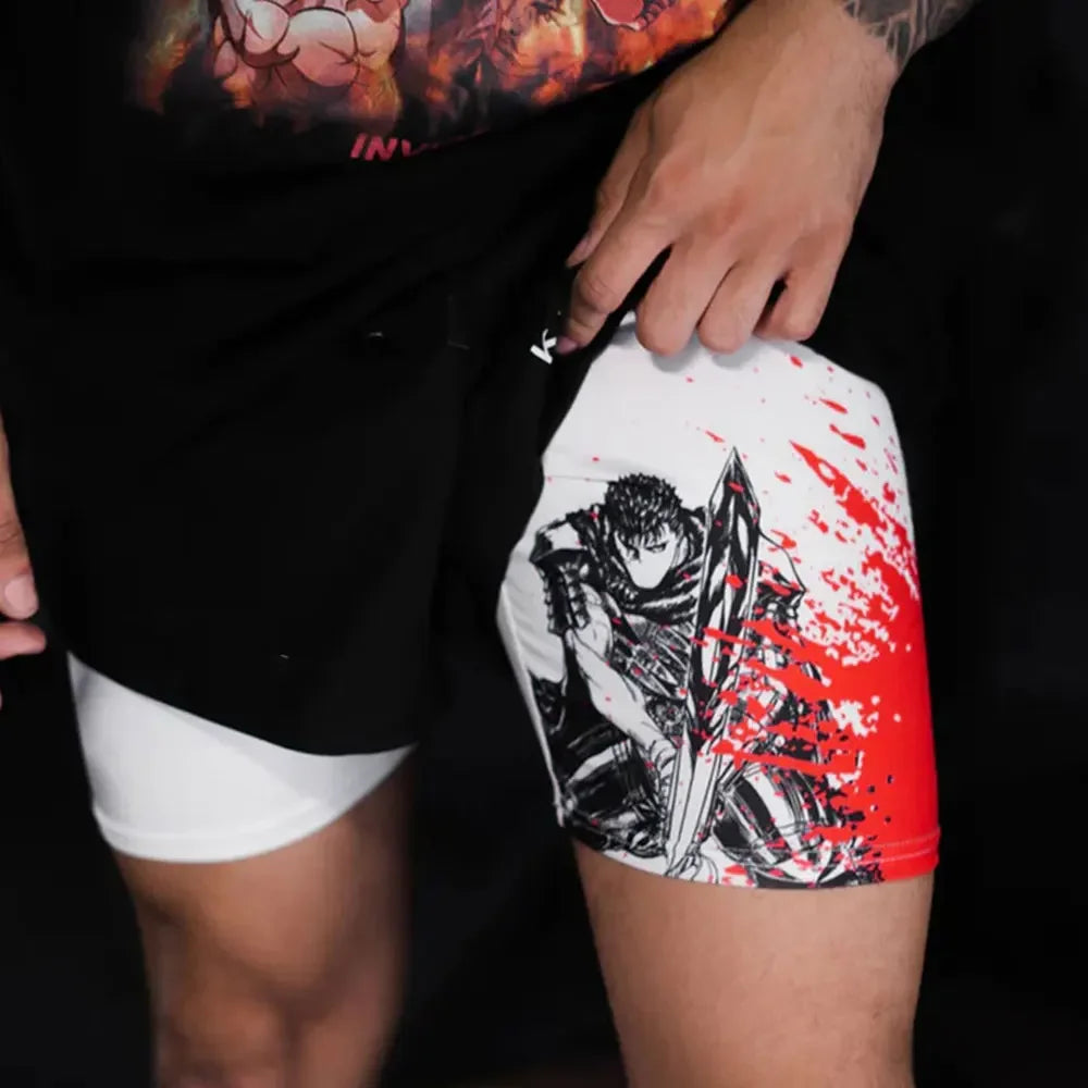 2-in-1-Turnshorts mit Berserker-Print für Herren