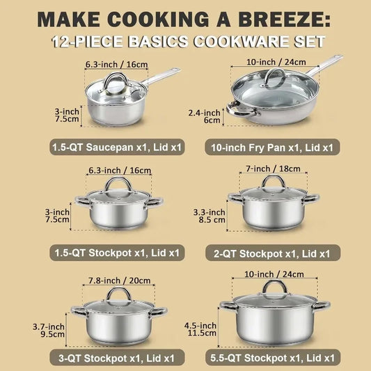 12-Piece Stainless Steel Cookware Set
