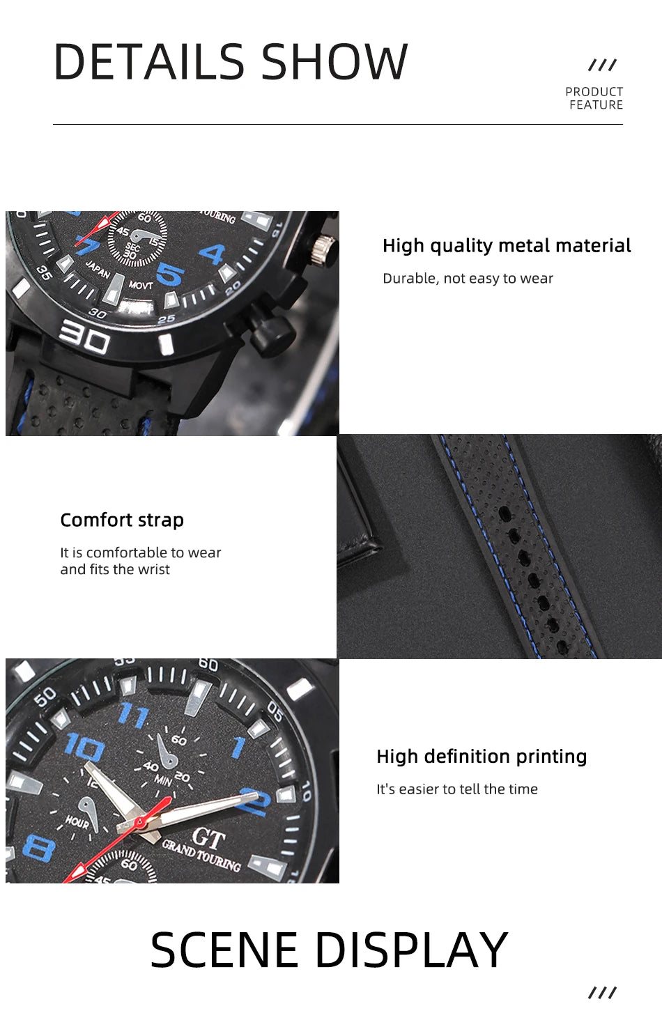 Runde Herren-Sportarmbanduhr im Militär-Stil