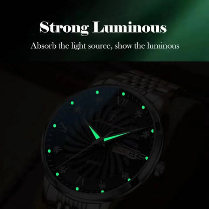 Montre d'affaires lumineuse et étanche à quartz pour hommes