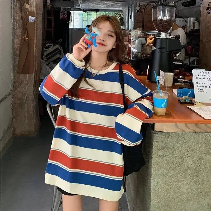 Harajuku Pullover Langarm Damen Tops Sweatshirt