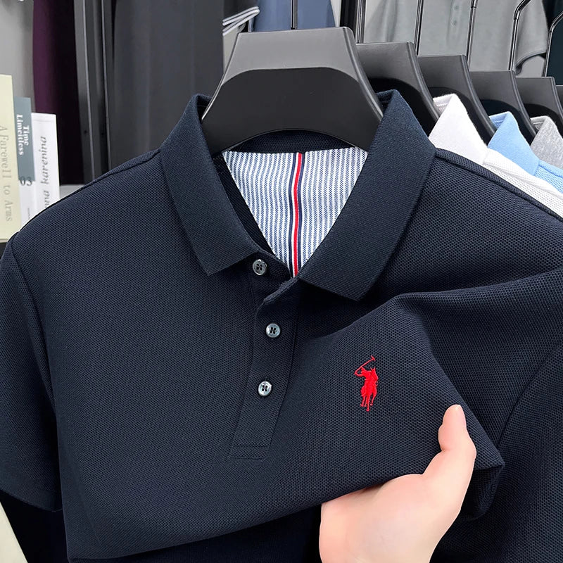 Men's Summer Cotton Embroidery Golf Polo Shirt