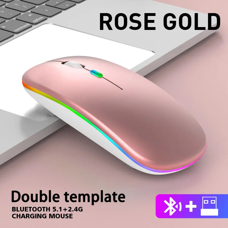 Rechargeable RGB Ergonomic Silent Click Mouse - Wireless Mice Mouse
