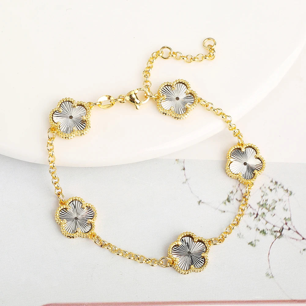 Gold-Plated Hollow Plum Blossom Double-Sided anklet Bracelet