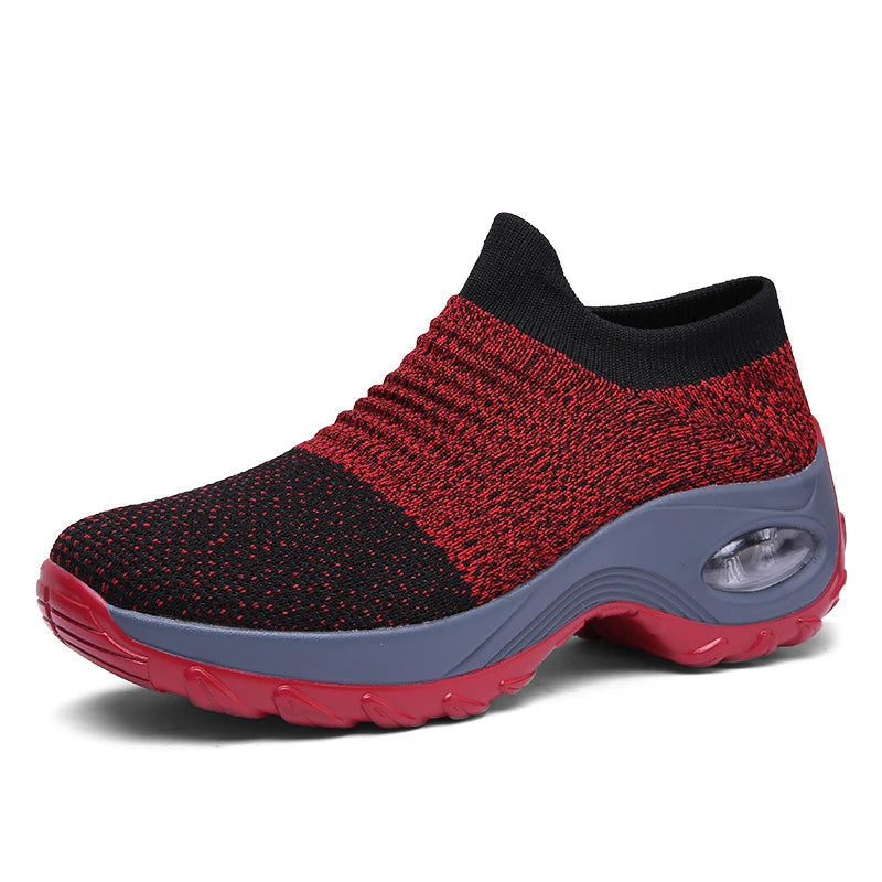 Damen-Wanderschuhe – Atmungsaktive Flyknit-Socken-Sneaker, leichte Slipper