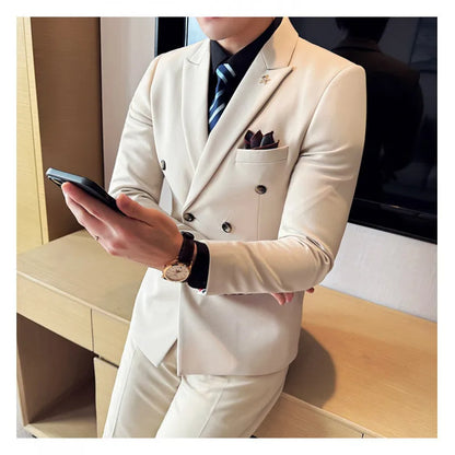 Costume classique 3 pièces de style coréen pour hommes