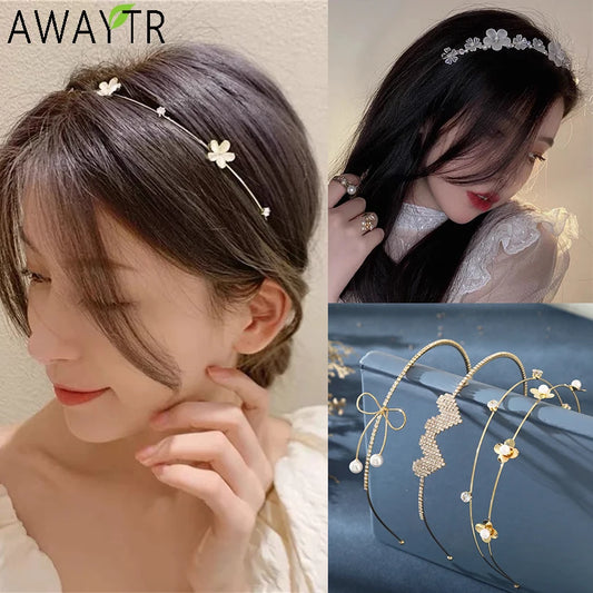 Women's Metal & Shiny Rhinestone Flower Hairband