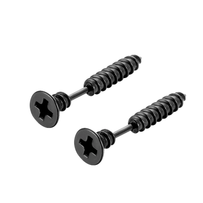Black Stainless Steel Screw Stud Earrings