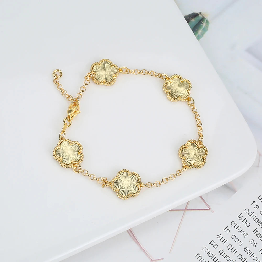 Gold-Plated Hollow Plum Blossom Double-Sided anklet Bracelet