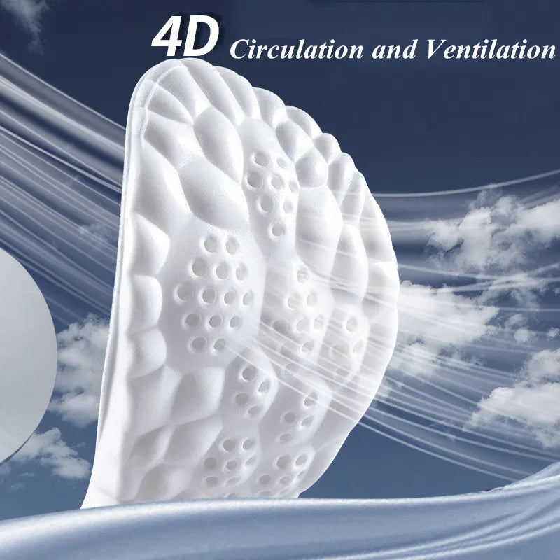 4D Latex Sport Insoles-  Soft/Elastic/Anti-Pain/Arch Support