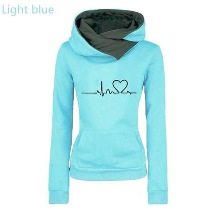 Women's LongSleeve Love Heartbeat Print Streetwear Hoodies