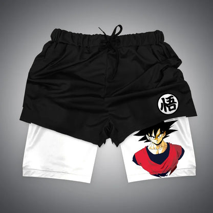 Gym-Shorts mit Dragon Ball &amp; One Piece-Anime-Print