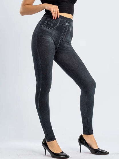 Women's Gym Leggins High Waist Elastic Butterfly Pritned Pencil Jeans