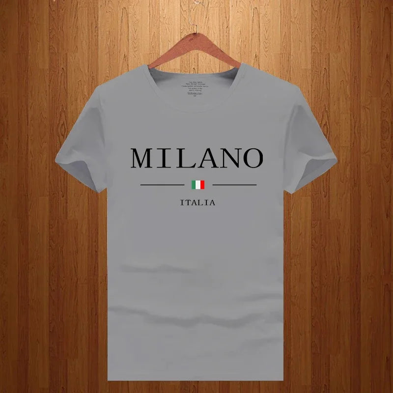 Sommer-T-Shirt mit Milano-Buchstaben-Print für Herren im Y2K-Stil