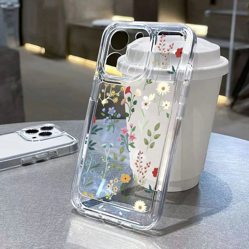 Transparente Silikonhülle mit Blumenmuster für Xiaomi Redmi Note und C-Serie 