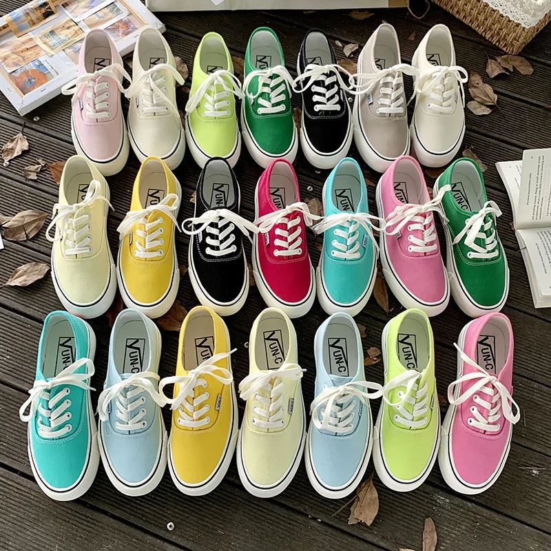 Frühling Candy Color Classic Plateau Canvas Schuhe Damen Sneakers