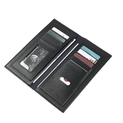 Portefeuille long en cuir souple ultra-fin pour hommes