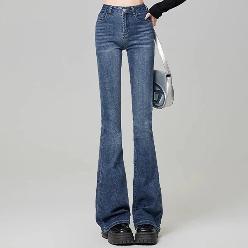 Jean slim évasé en denim High Street pour femme