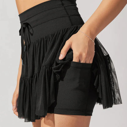 Tennisrock-Shorts mit hoher Taille für Damen