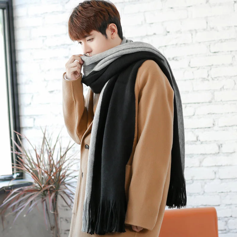 Patchwork Striped Knit Scarf for Men