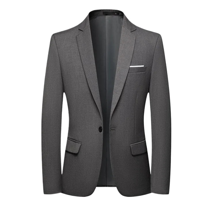 Men's Slim Fit Solid Color Single Breasted Blue Blazer