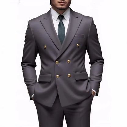 Men Classical Korean Style 2 Pcs Suit Set