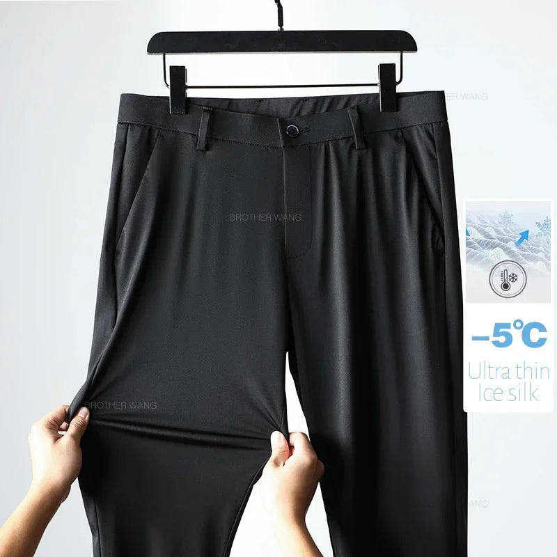 Men's Summer High Elastic Ice Silk Trousers