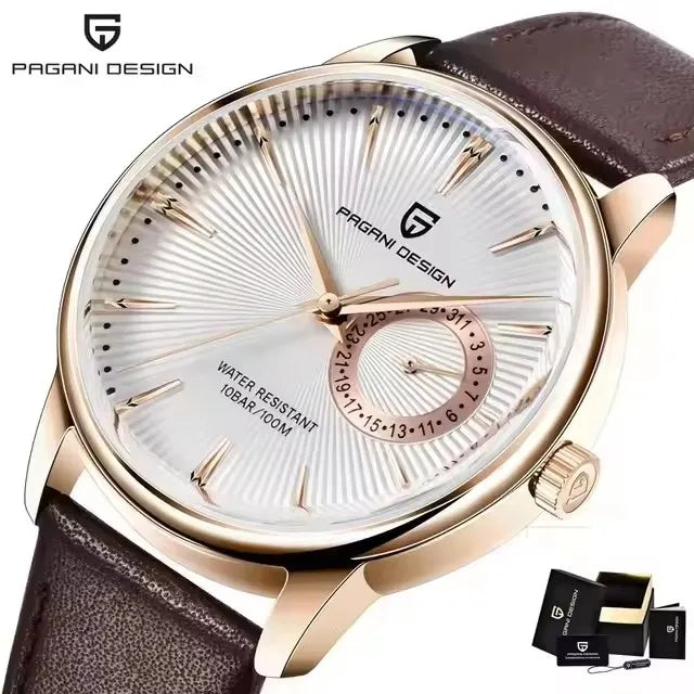 Men’s Quartz Watch – Waterproof Leather Strap Sports Wristwatch