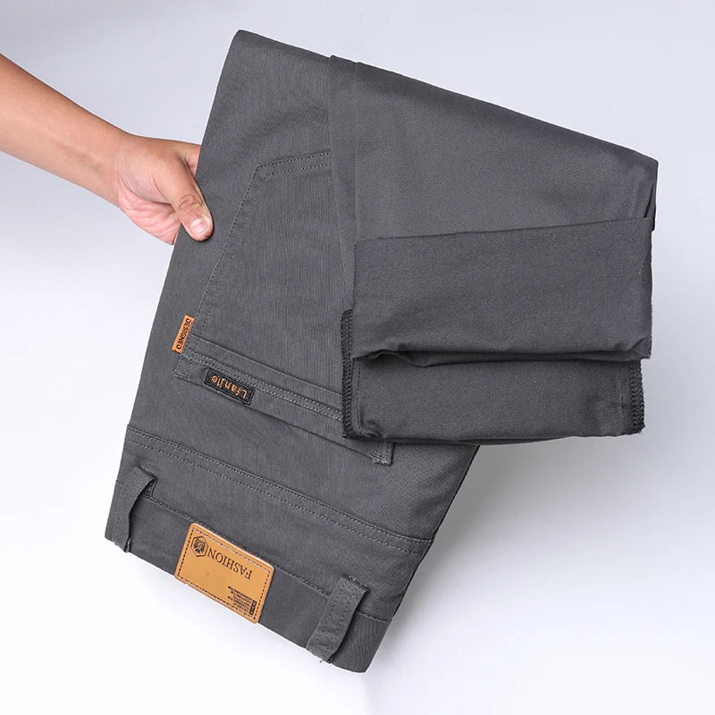 Men's Stretch Cotton Straight Cargo Formal Pants