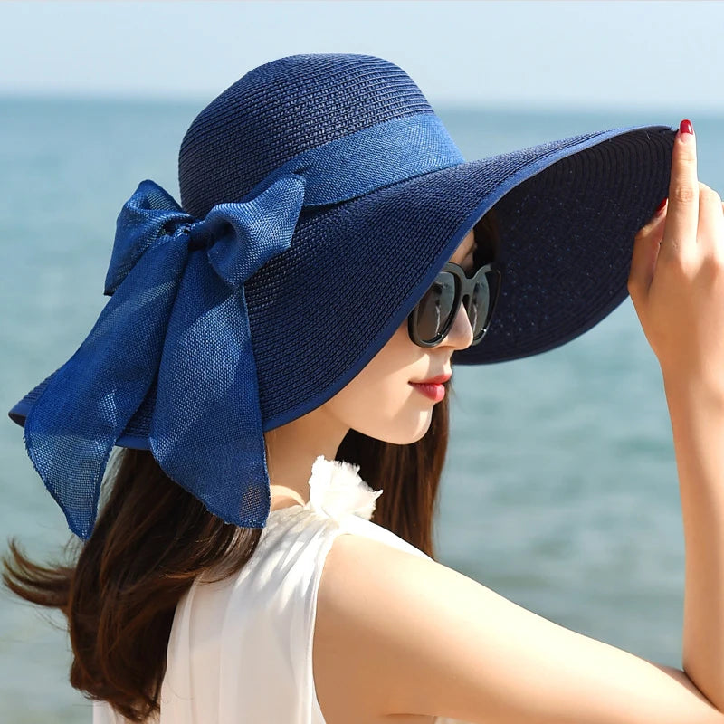 Chapeau de paille de voyage de plage d'été pour femmes