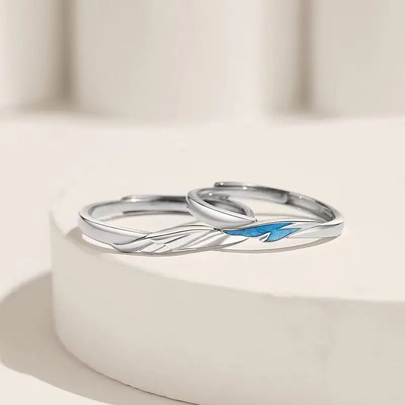 Dämonenaugen-Engelsflügel-Ring – Verstellbarer Unisex-Partnerring aus Legierung
