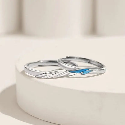 Dämonenaugen-Engelsflügel-Ring – Verstellbarer Unisex-Partnerring aus Legierung