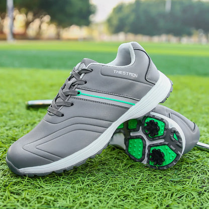 Men’s Waterproof Golf Shoes Lightweight Spiked Golf Sneakers Professional Athletic Golf Trainers Non-Slip Outdoor Golf Footwear