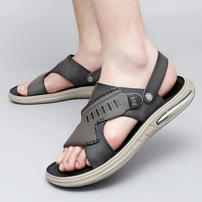 Men Genuine Leather Slip-on Casual Sandals