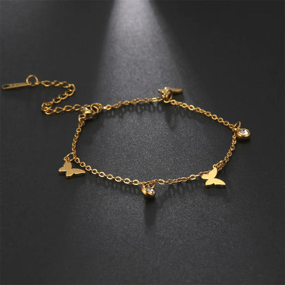 Stainless Steel Star Moon Heart Butterfly Anklet – Women’s Foot Bracelet Chain