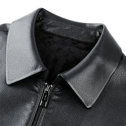 Genuine Leather Clothes - Men's Stand Collar Leather Jacket