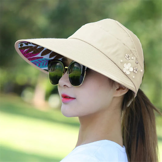 UPF 50+ Golf-Sonnenkappe mit breiter Krempe für Damen