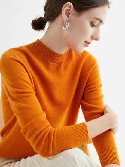 Women's Pure Woolen Slim Knitted Cashmere Sweater