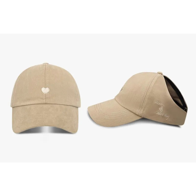 Sommer-Baseballkappe für Damen – Bucket Hat für Pferdeschwänze 