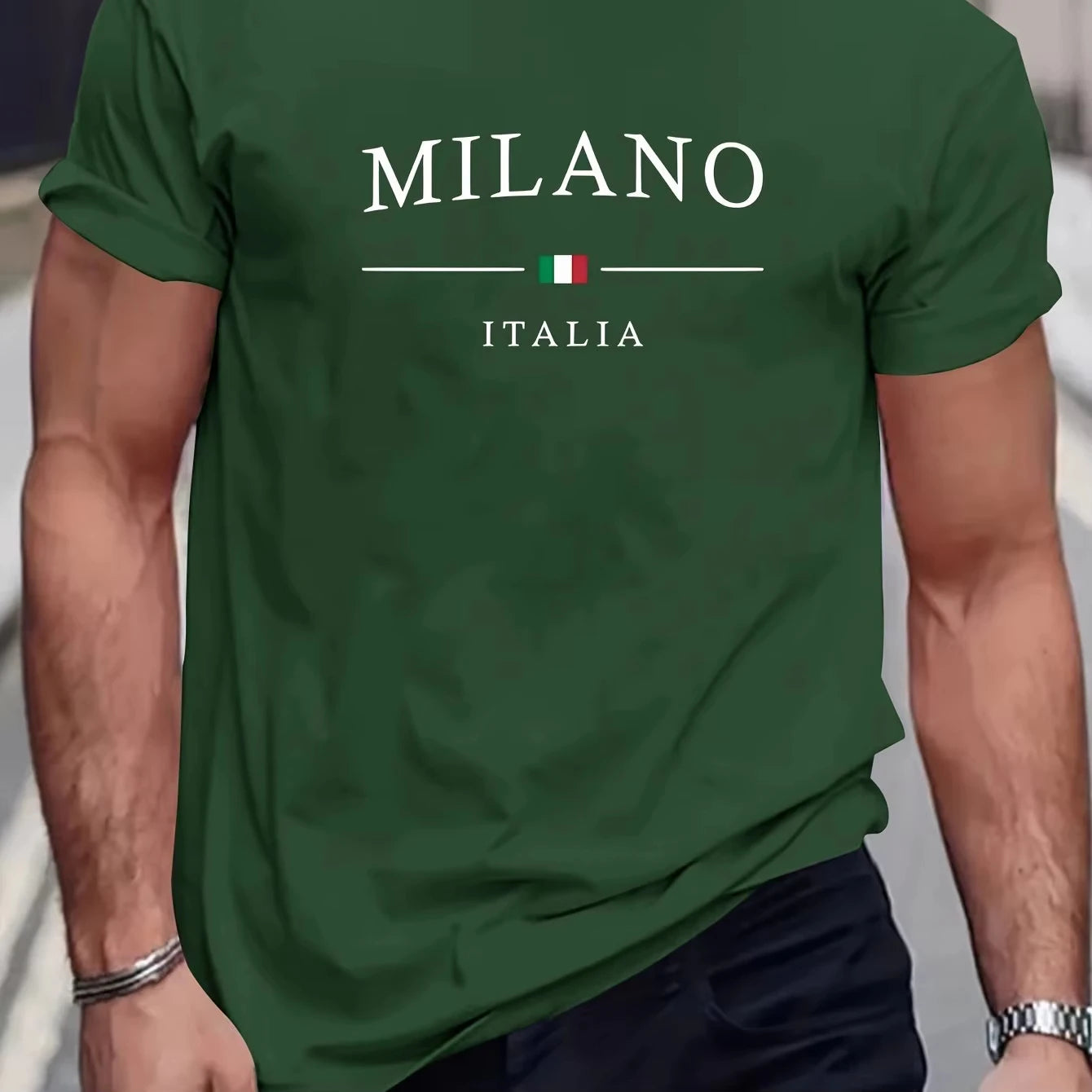 Men's Summer Milano Letters Print Y2K Tee